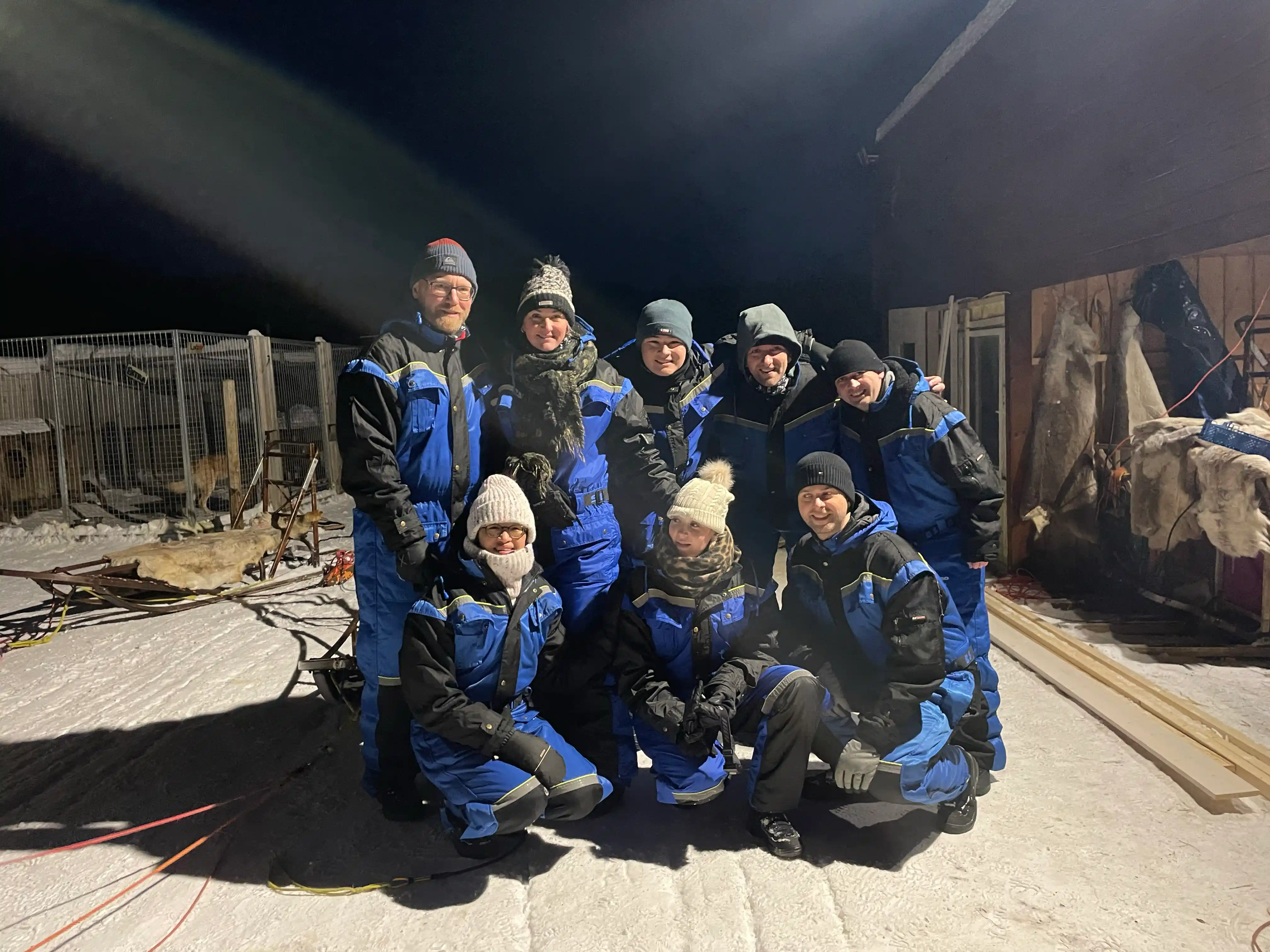 Team on stairs